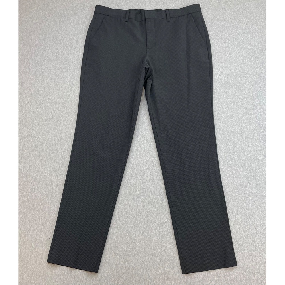 Express Pants Mens 32 x 32 Micro Check Wool Blend Stretch Flat Front Dress
